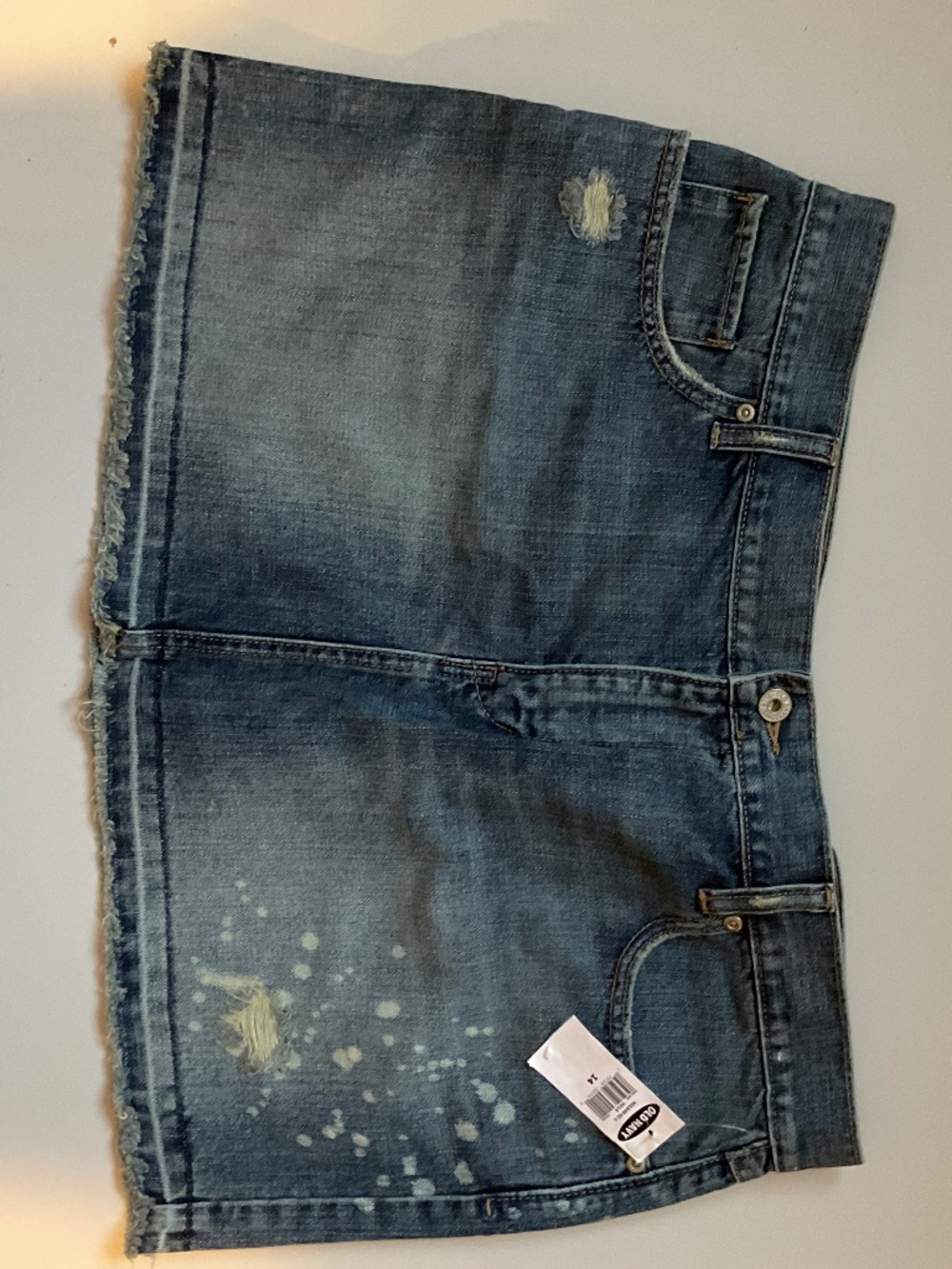 Size 14 Authentic Old Navy Ultra Low Rise Bleached Distressed Denim Skirt